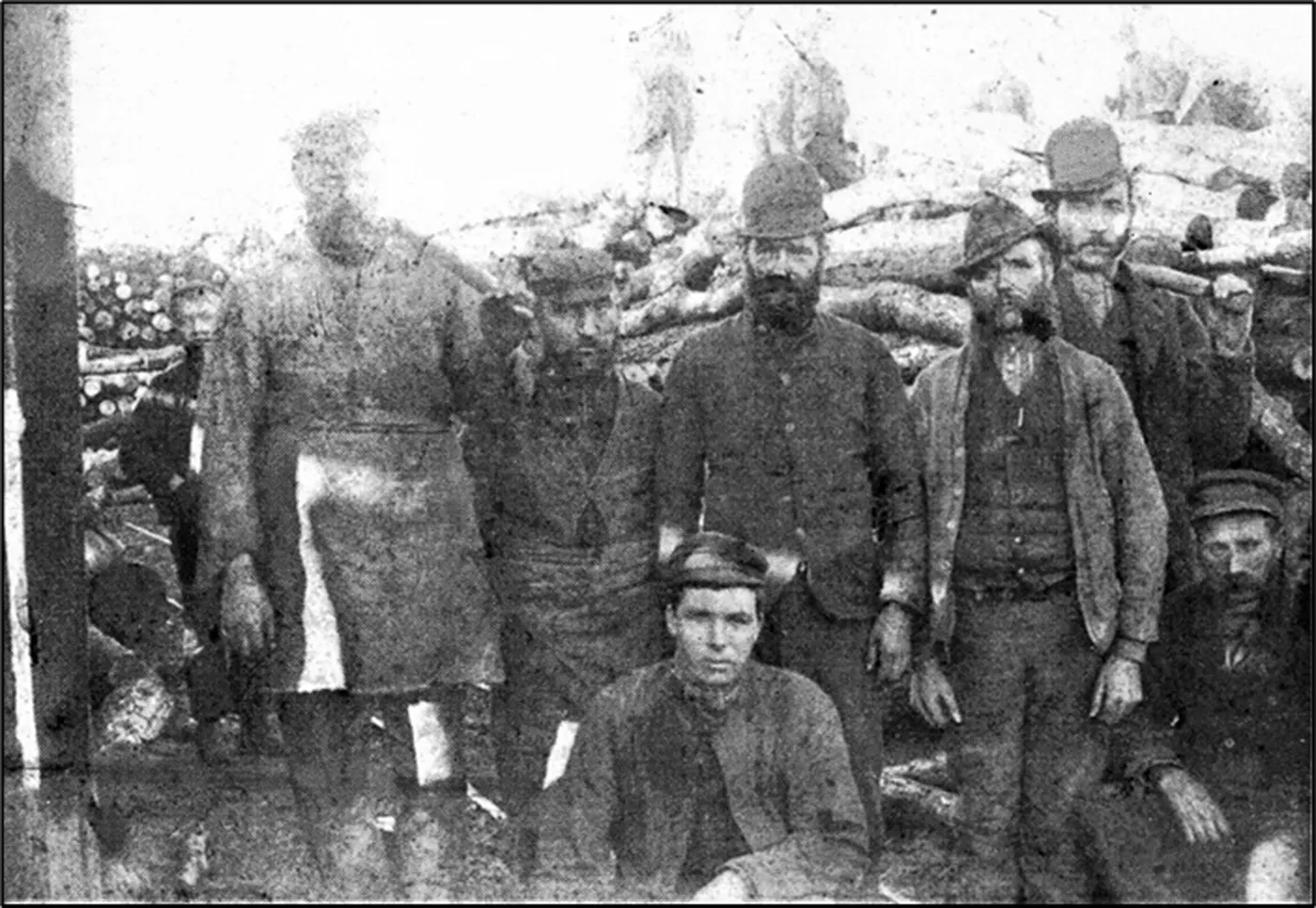 Miners gathered at the opening of the Great Mountain Colliery in 1887